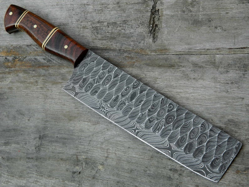 Custom Forged Damascus Cleaver Knife