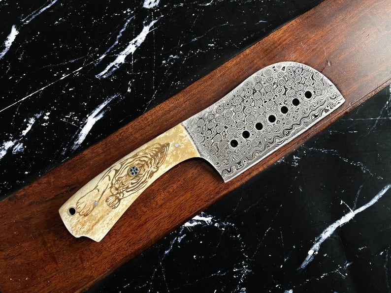 Raindrop Damascus Cleaver Knife