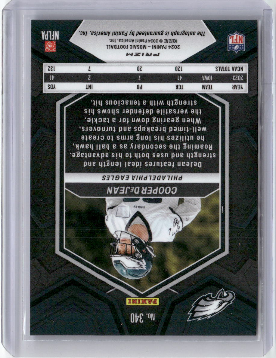 2024 Panini Mosaic Blue Prizm Cooper DeJean #340 Auto Rookie RC Football Card