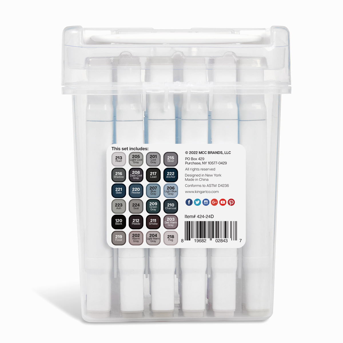 Double-Ended Alcohol Markers 24 Gray Tone Colors