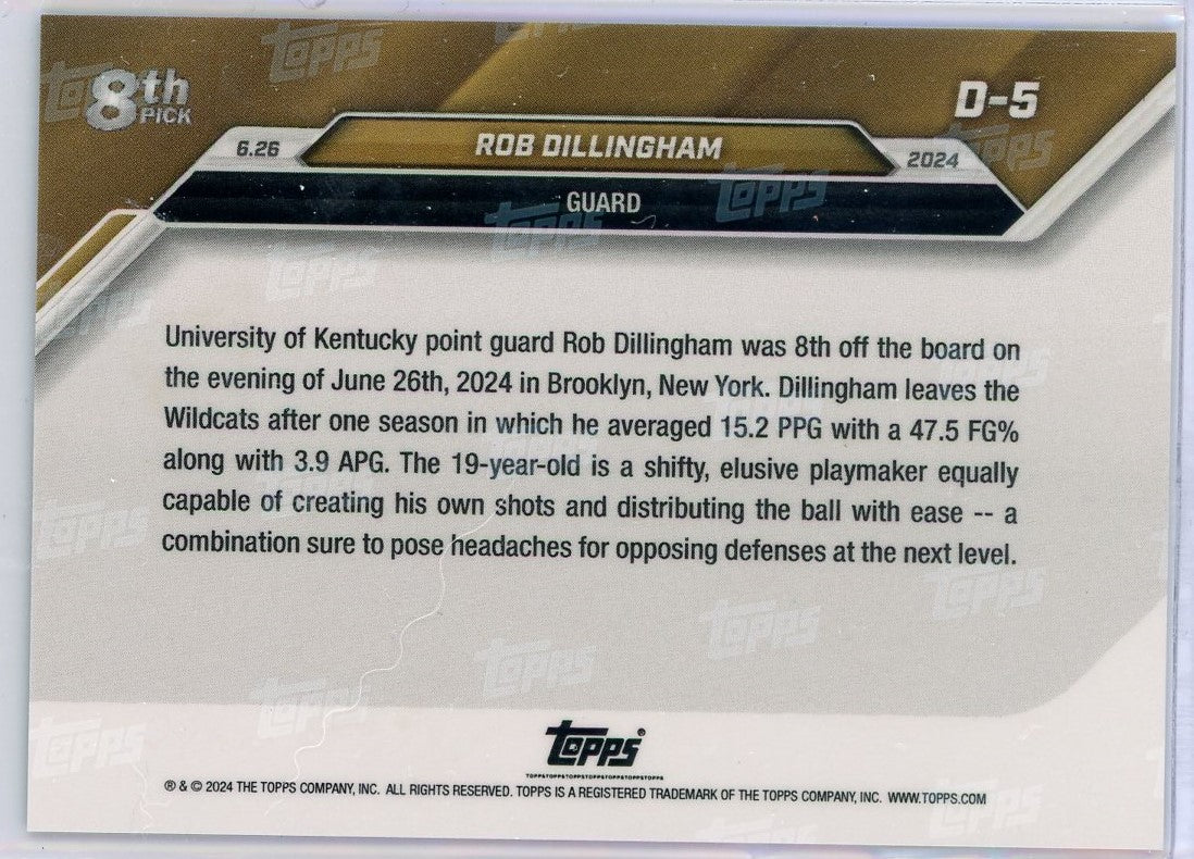 2024 Topps Now Rob Dillingham #D5 Red #/10 Rookie RC Basketball Card