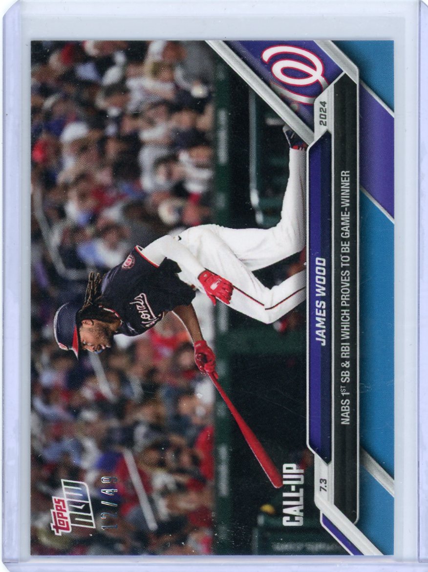 2024 Topps Now James Wood #373 Blue #/49 Rookie RC Baseball Card