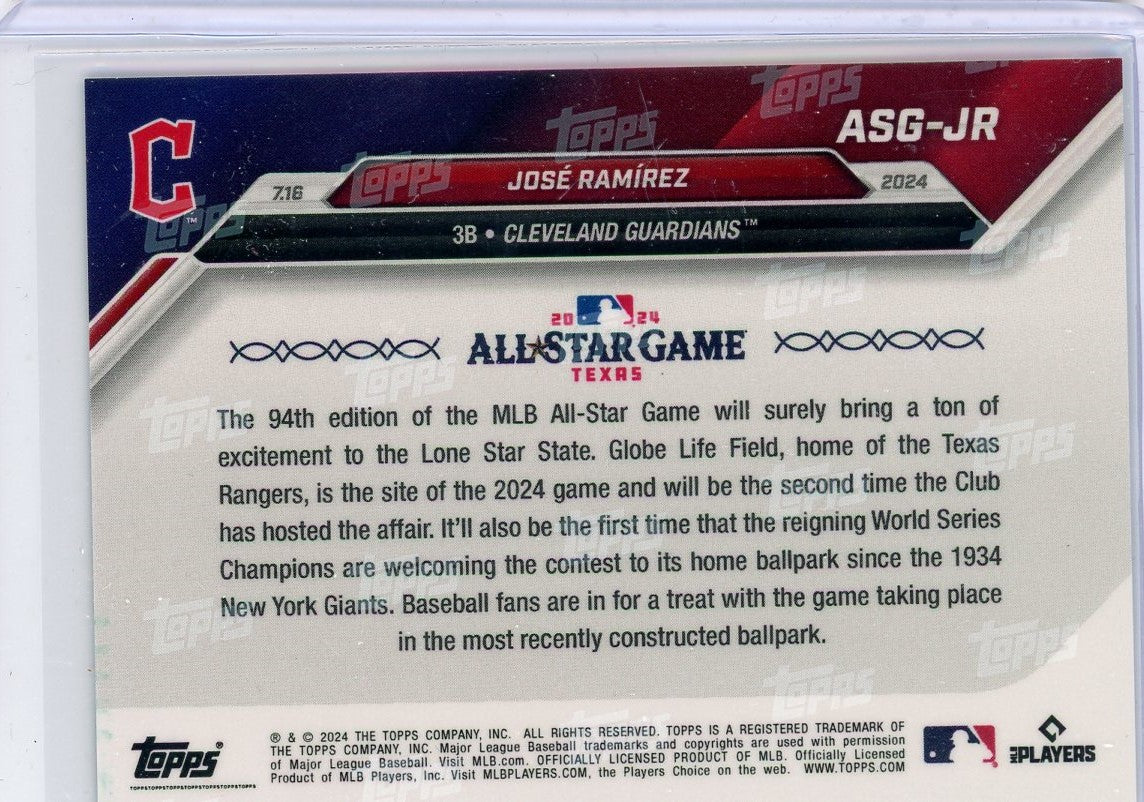 2024 Topps Now Jose Ramirez #ASG-JR Blue #/49 Baseball Card