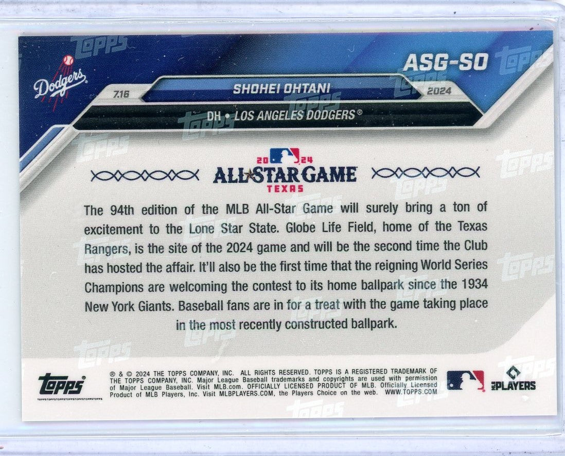 2024 Topps Now Shohei Ohtani #ASG-SO Purple #/25 Baseball Card