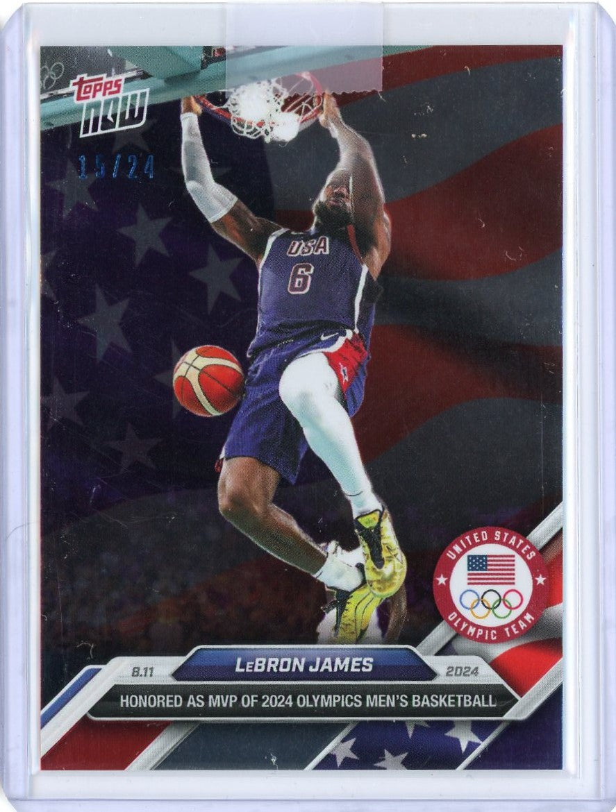 2024 Topps Now Paris Olympics LeBron James #30 Flag Parallel #/24 Basketball Card