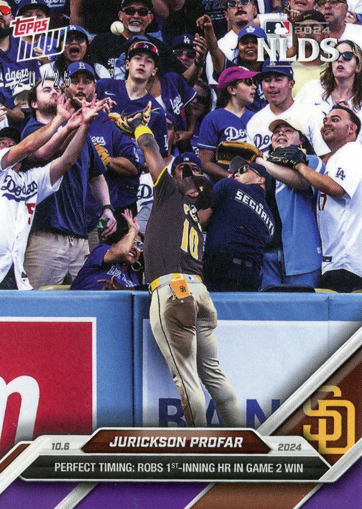2024 Topps Now Jurickson Profar #808 Purple #/25 San Diego Padres Baseball Card