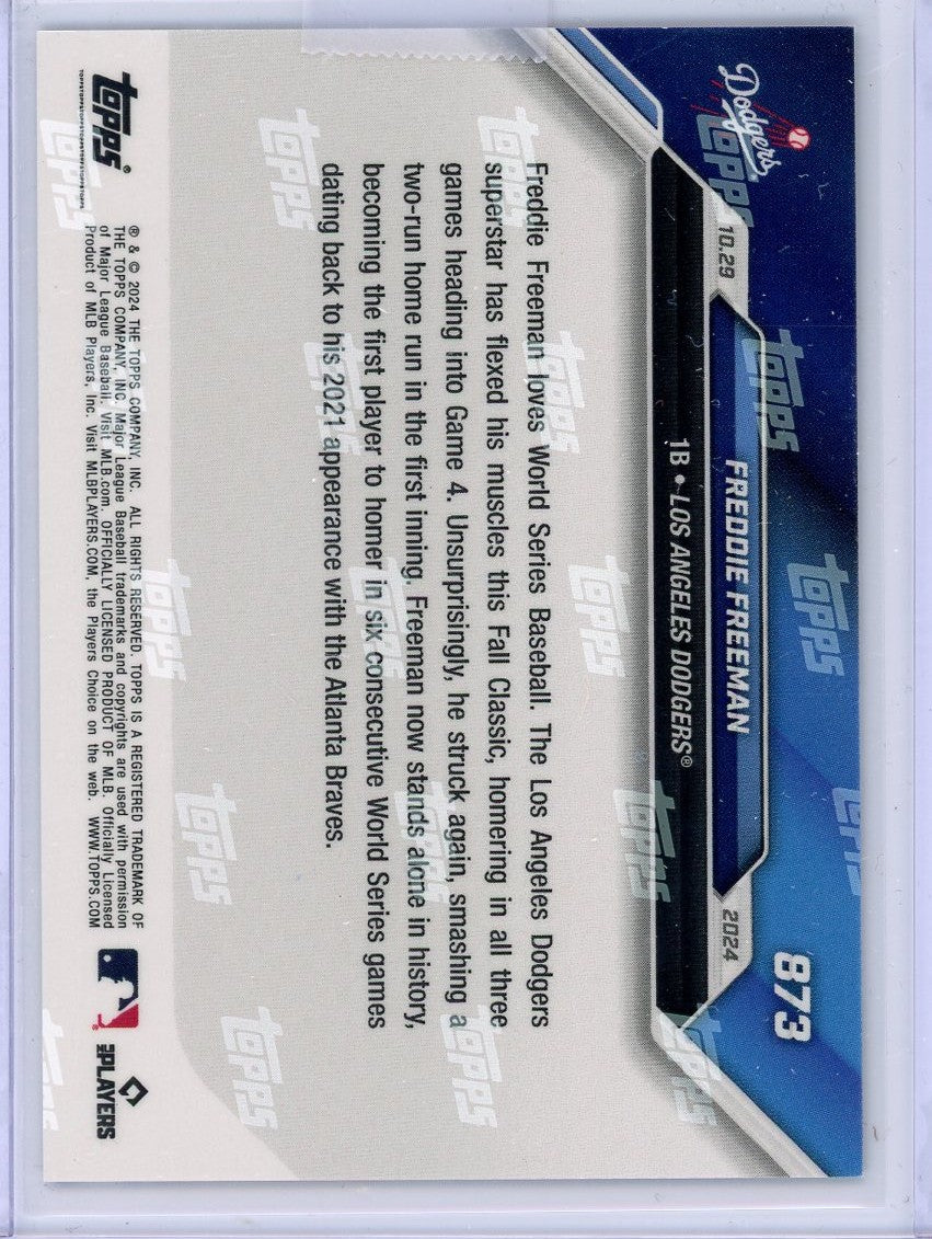 2024 Topps Now Freddie Freeman #873 Purple #/25 Los Angeles Dodgers Baseball Card