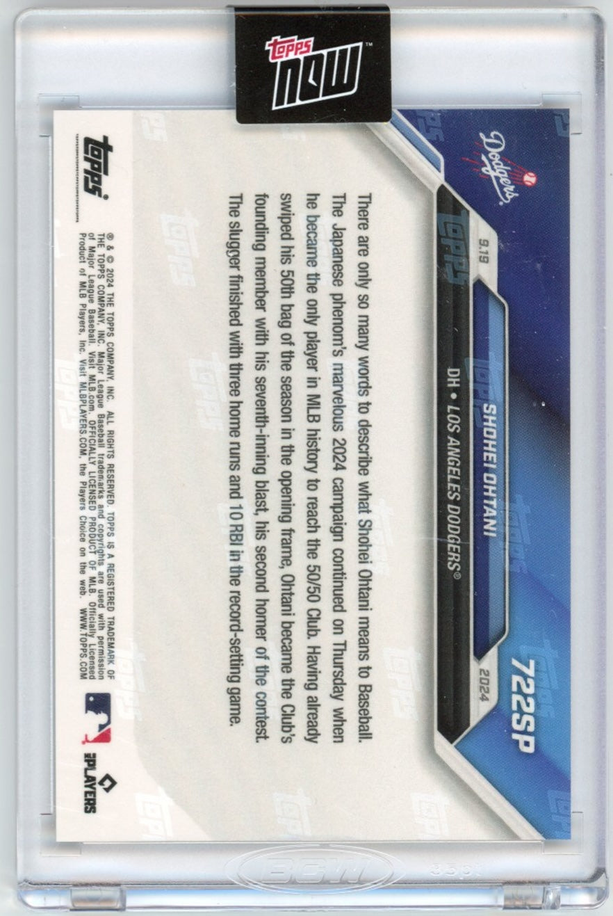 2024 Topps Now Shohei Ohtani #722SP 1st 50/50 Player in MLB History Baseball Card