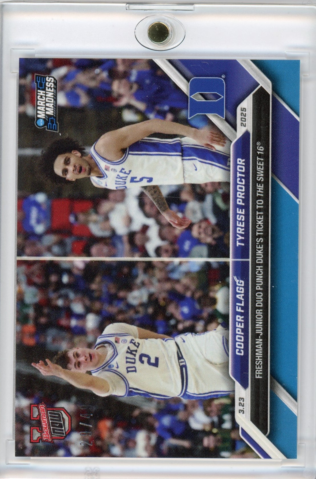 2024 Topps Bowman U Now Cooper Flagg/Tyrese Proctor #97 Blue /49 Duke Blue Devils Basketball Card