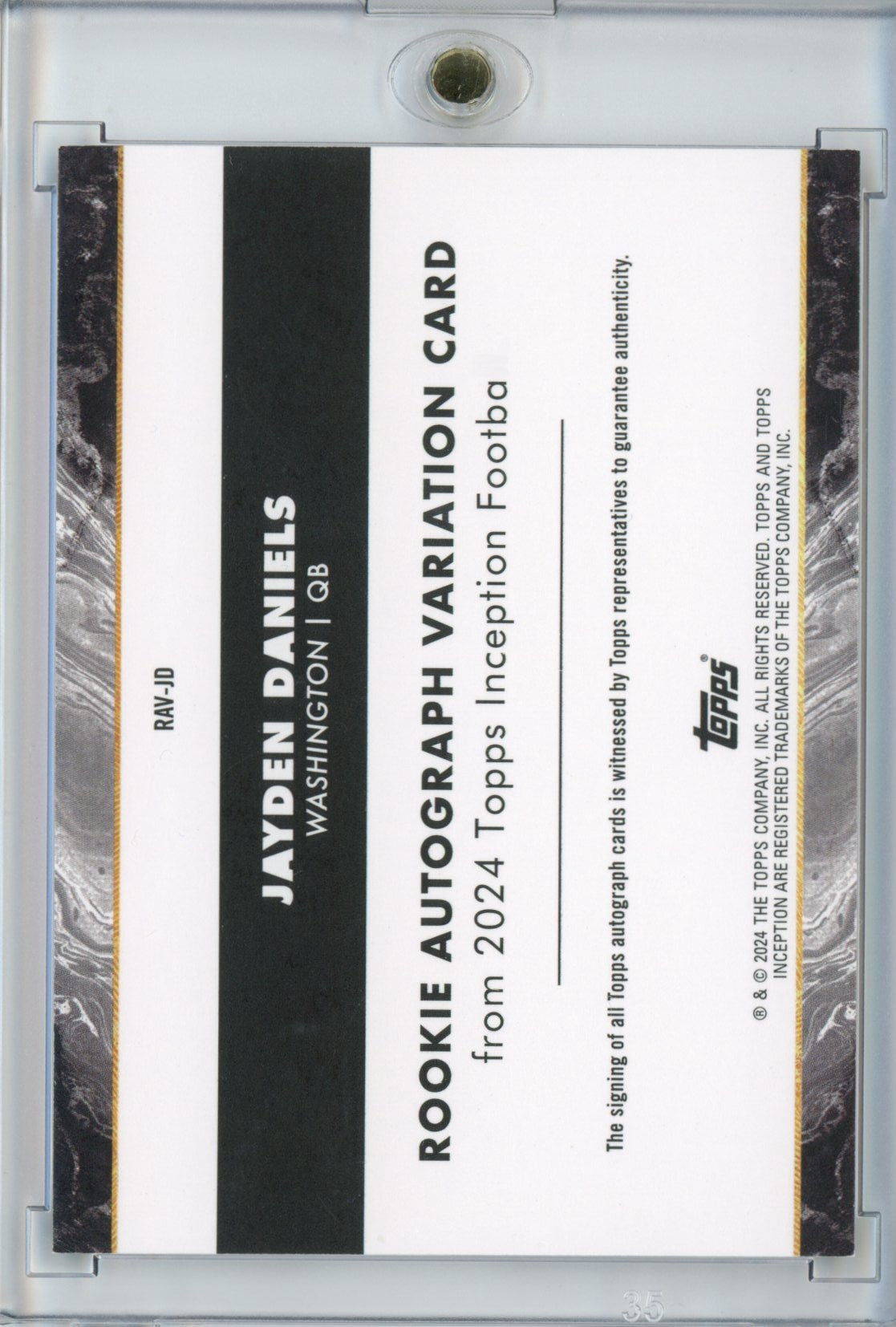 2024 Topps Inception Jayden Daniels #RAV-JD Magenta Autograph /99 Rookie RC Football Card