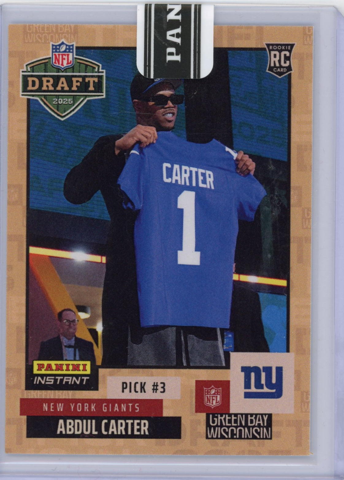 2025 Panini Instant NFL Abdul Carter #DN3 Draft Night Beige /25 New York Giants Rookie RC Football Card