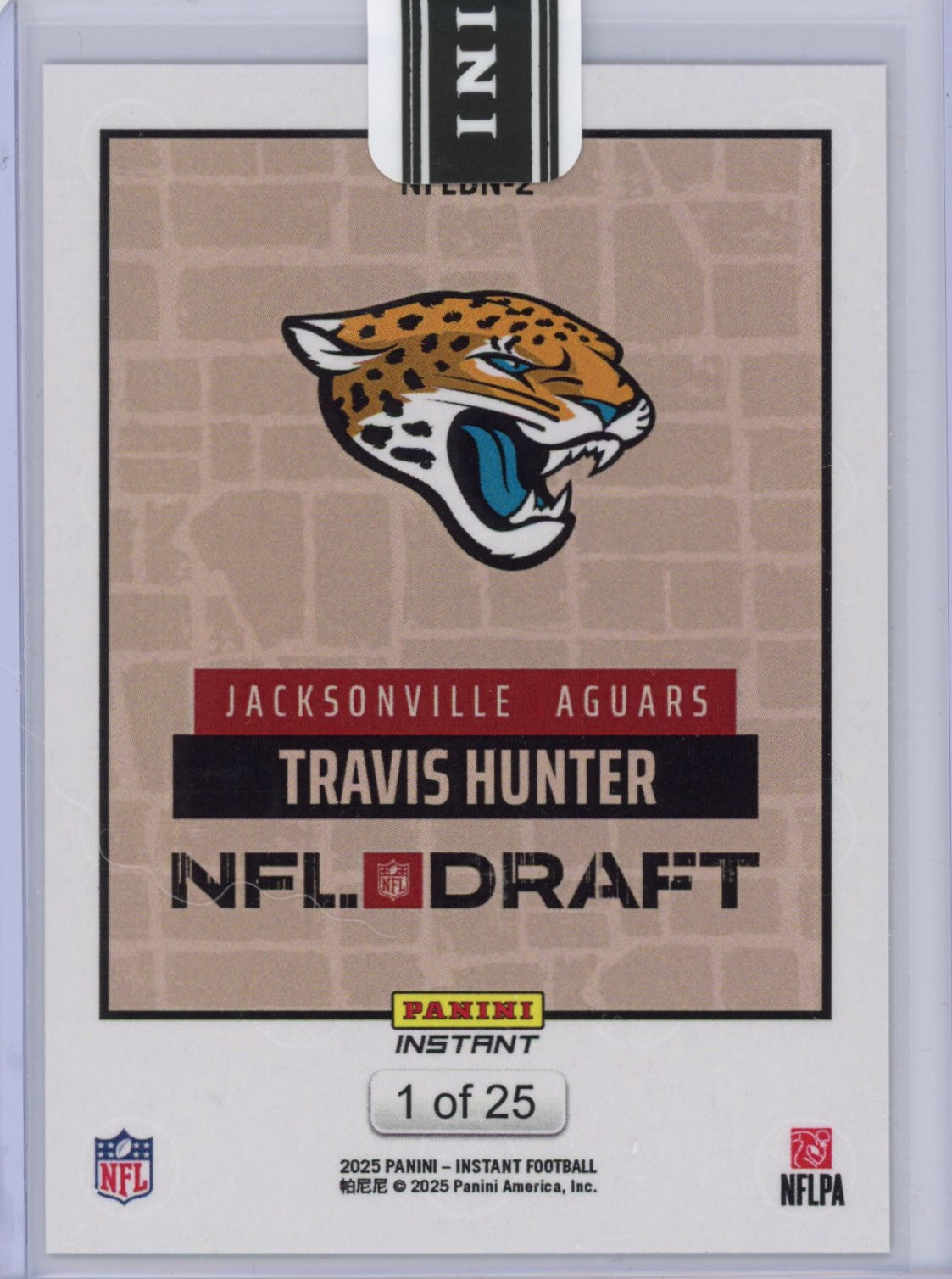 2025 Panini Instant NFL Travis Hunter #DN2 Draft Night Beige /25 Jacksonville Jaguars Rookie RC Football Card
