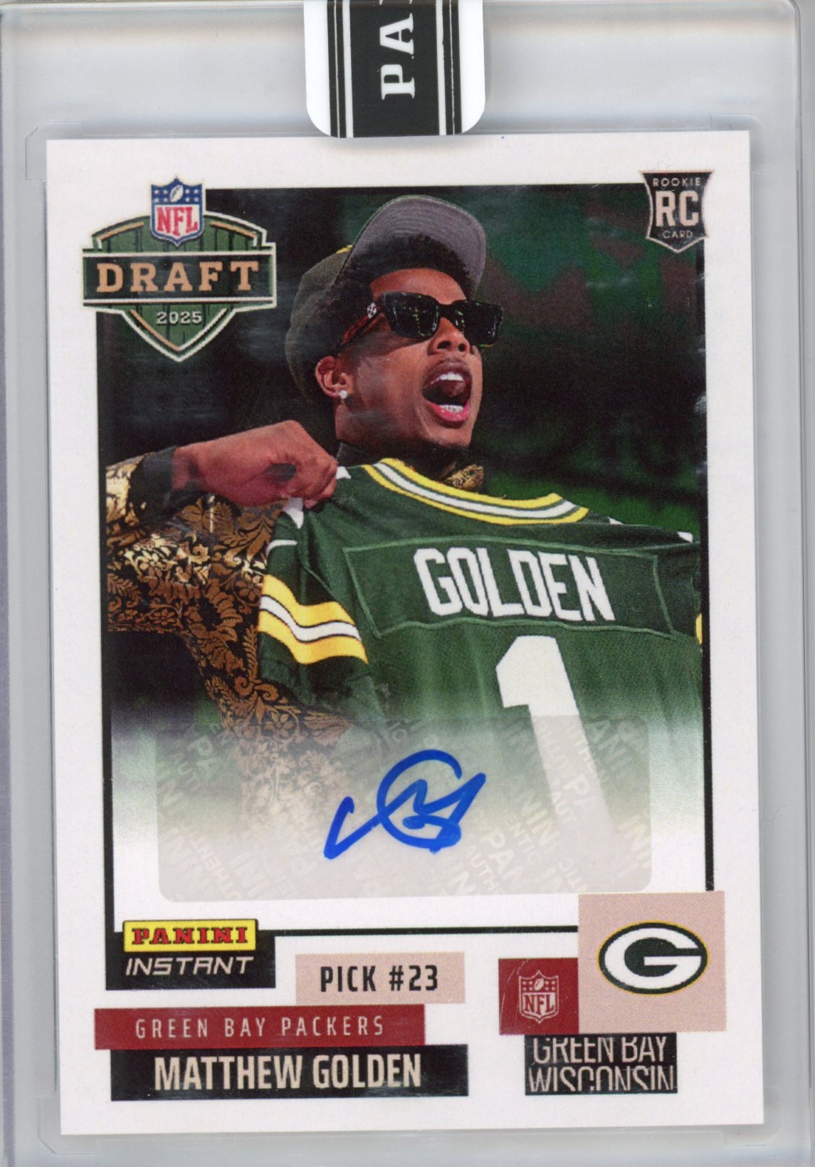 2025 Panini Instant NFL Matthew Golden #DN12 Draft Night Auto /99 Green Bay Packers Rookie RC Football Card