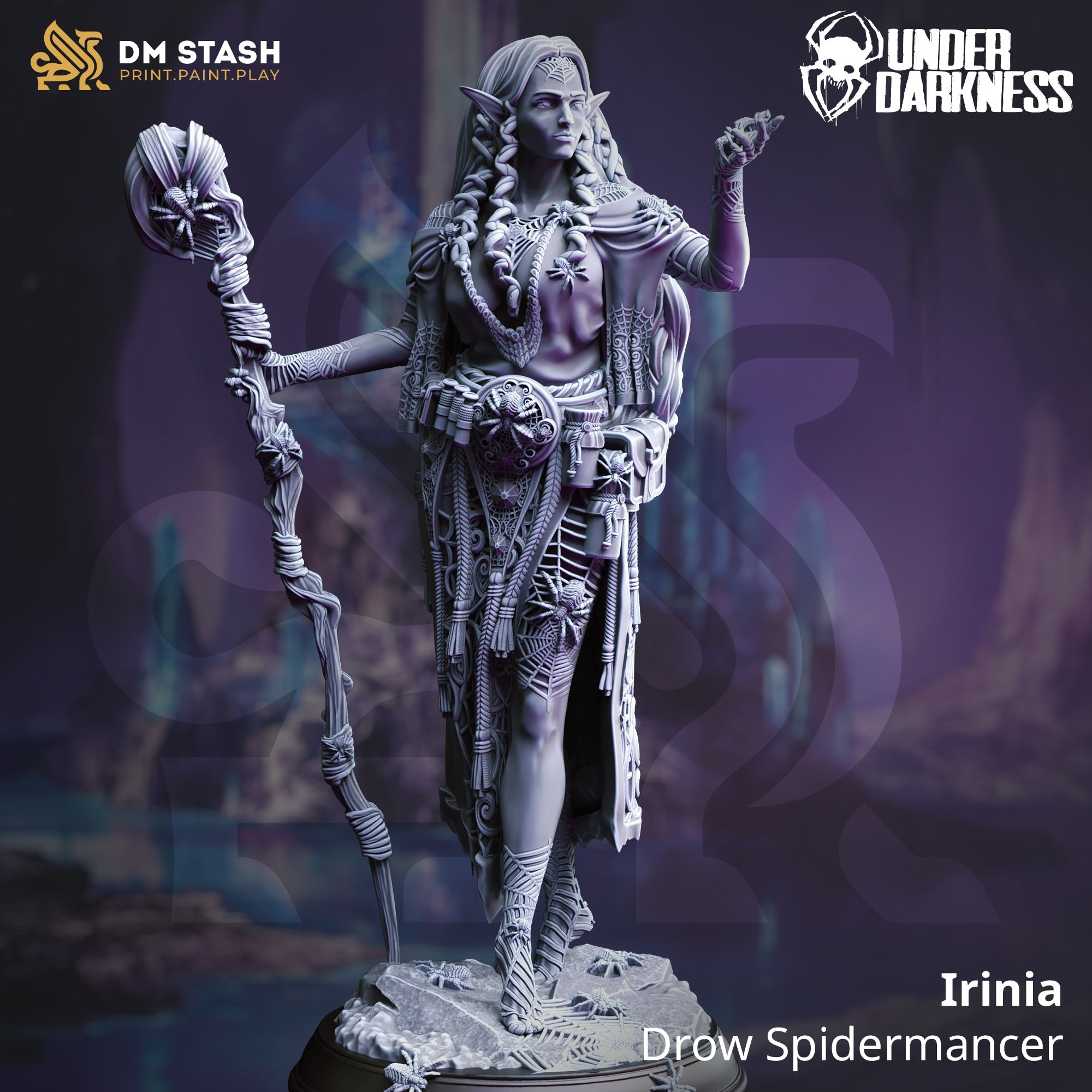 Irinia, Drow Spidermancer (Female Drow Beastmaster)
