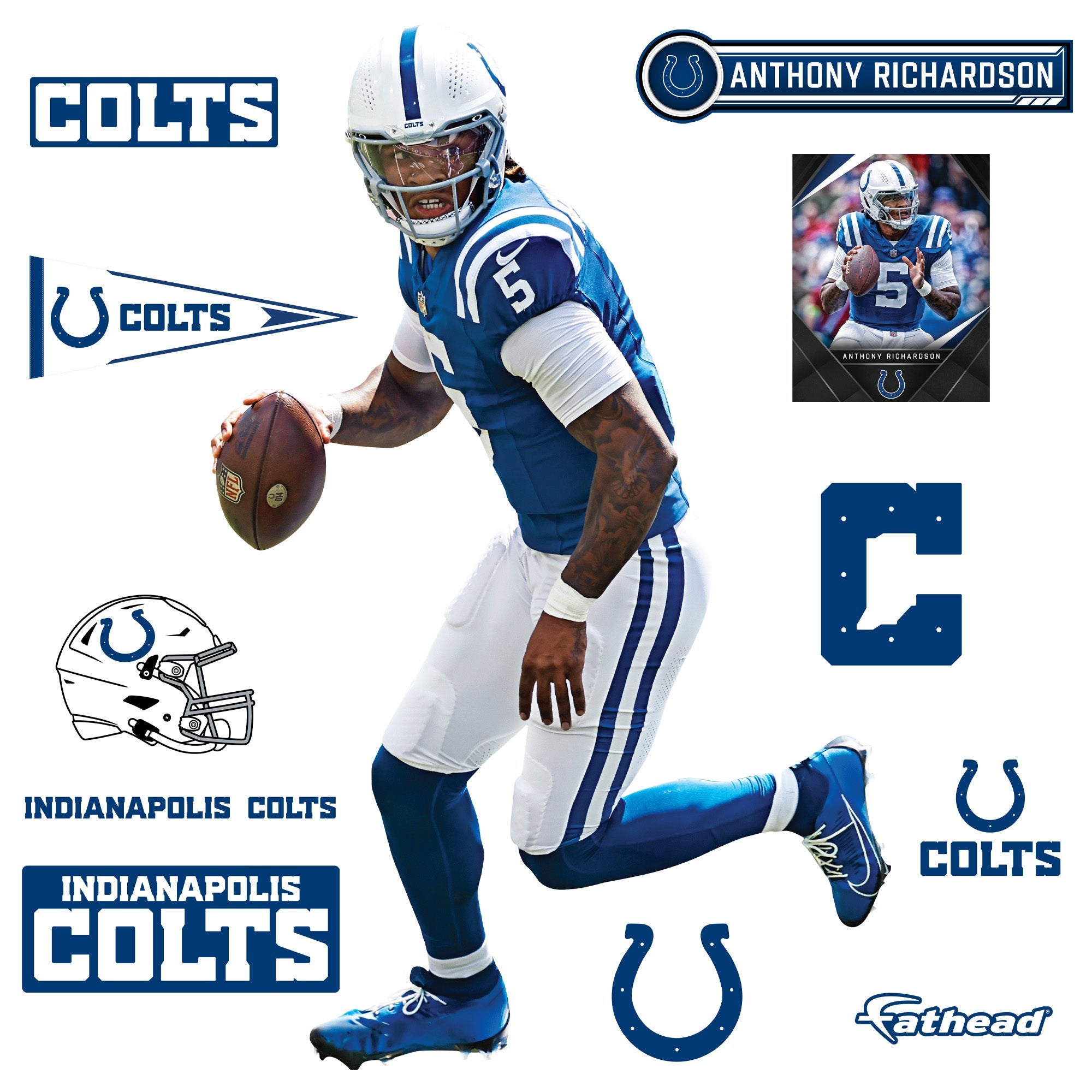 Anthony Richardson - RealBig Collection - Official NFL - Indianapolis Colts - Reusable Vinyl Wall Decals #1