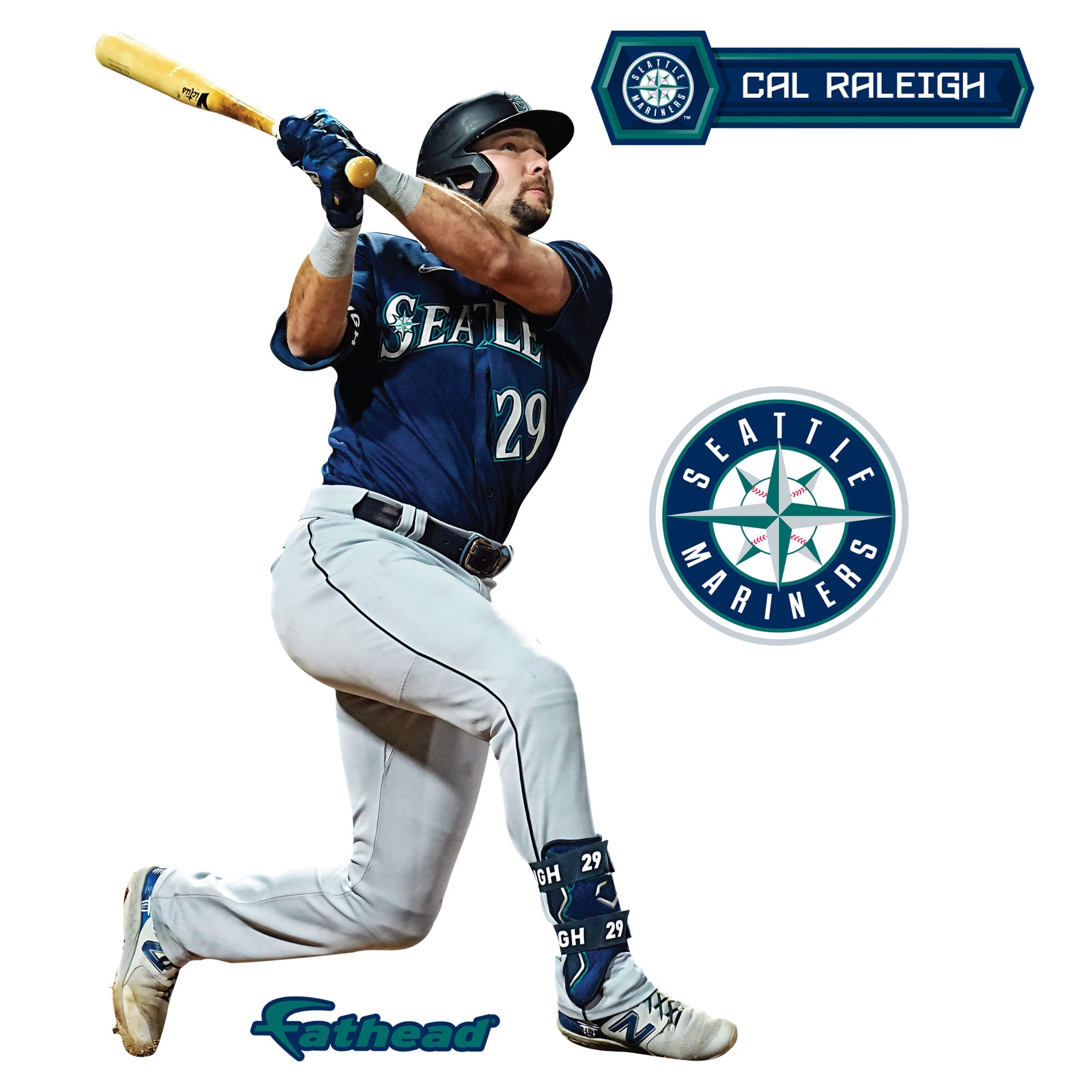 Cal Raleigh - RealBig Collection - Official MLB - Seattle Mariners - Reusable Vinyl Wall Decals