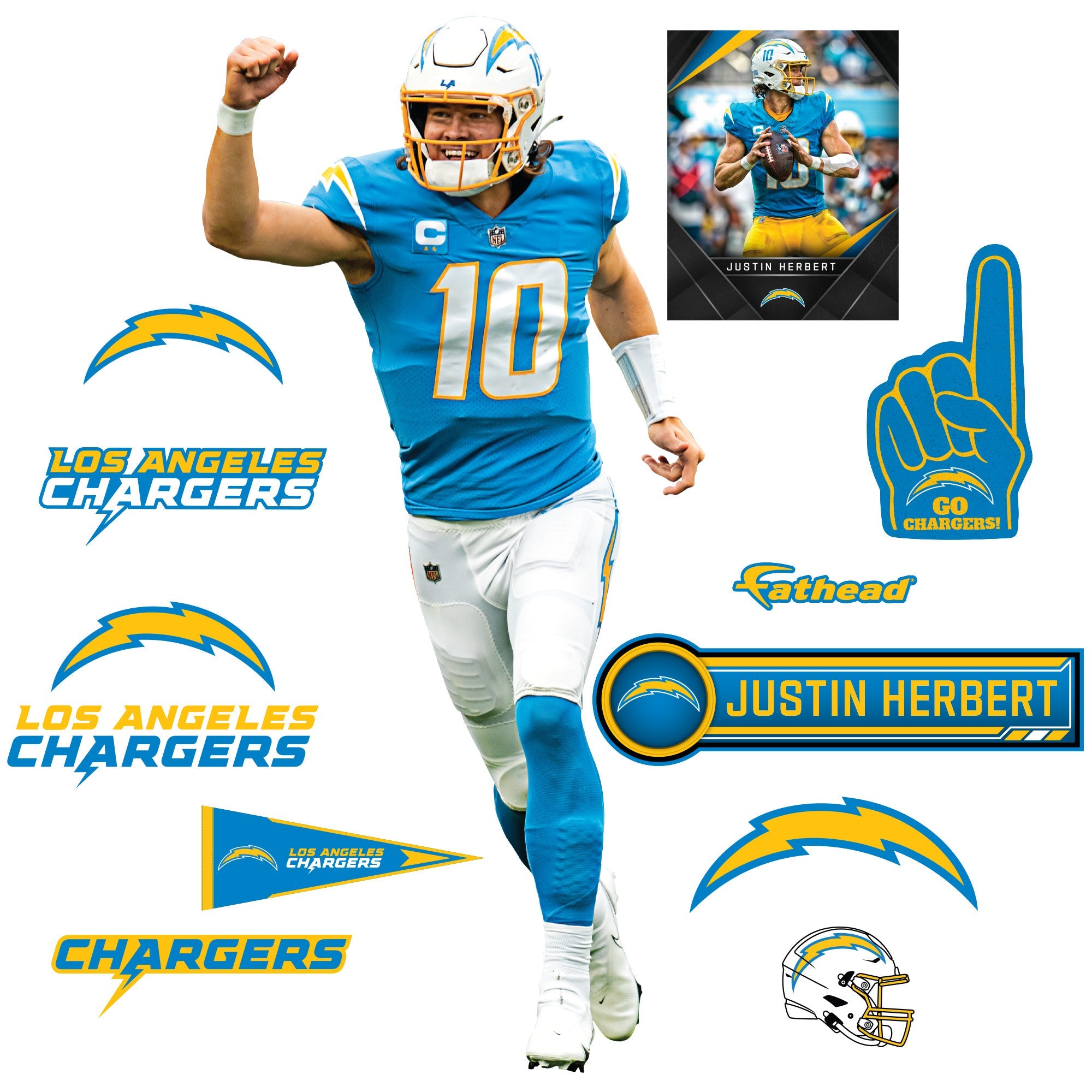 Justin Herbert - RealBig Celebration Collection - Official NFL - Los Angeles Chargers - Reusable Vinyl Wall Decals
