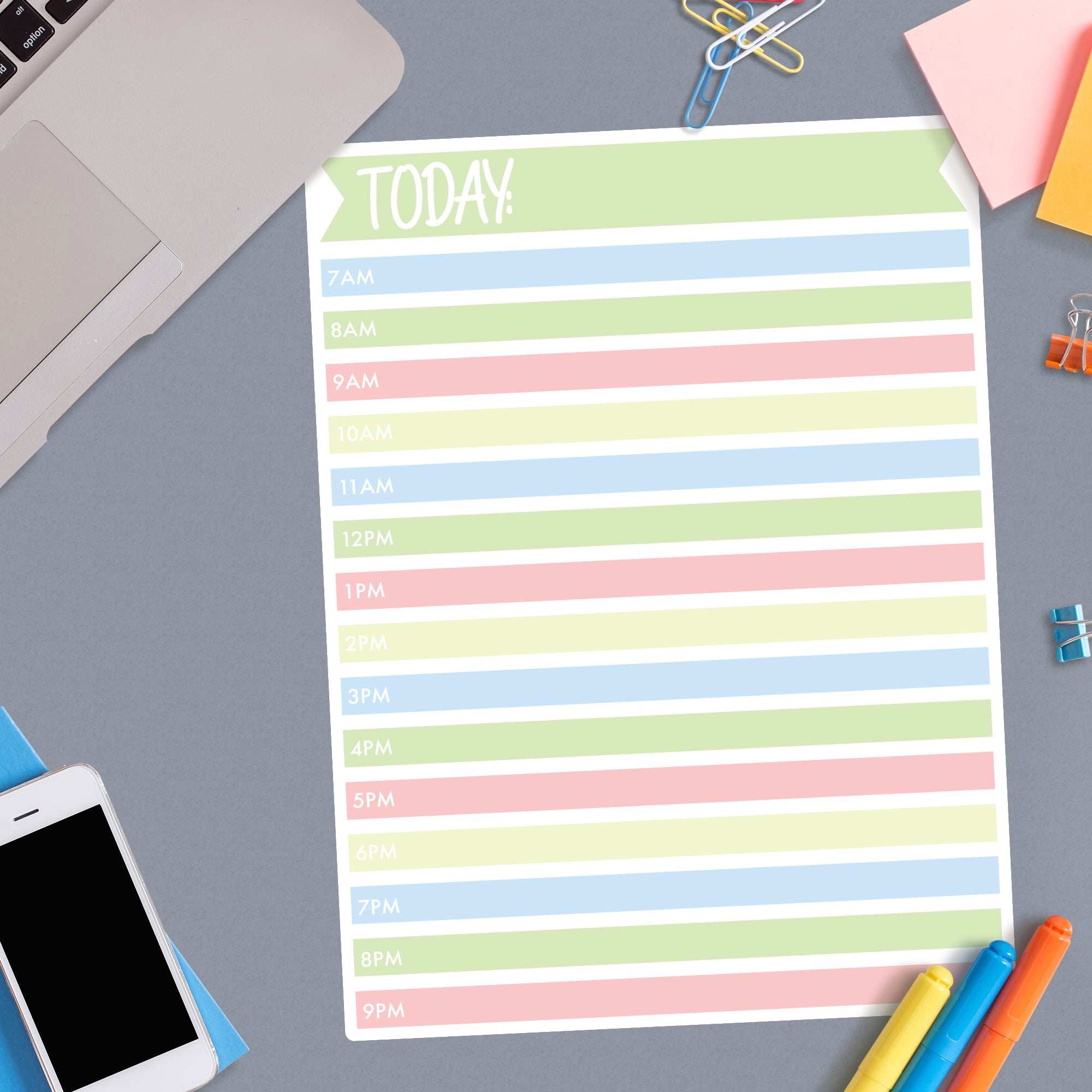 Hourly Schedule: Today - Removable Dry Erase Vinyl Decal