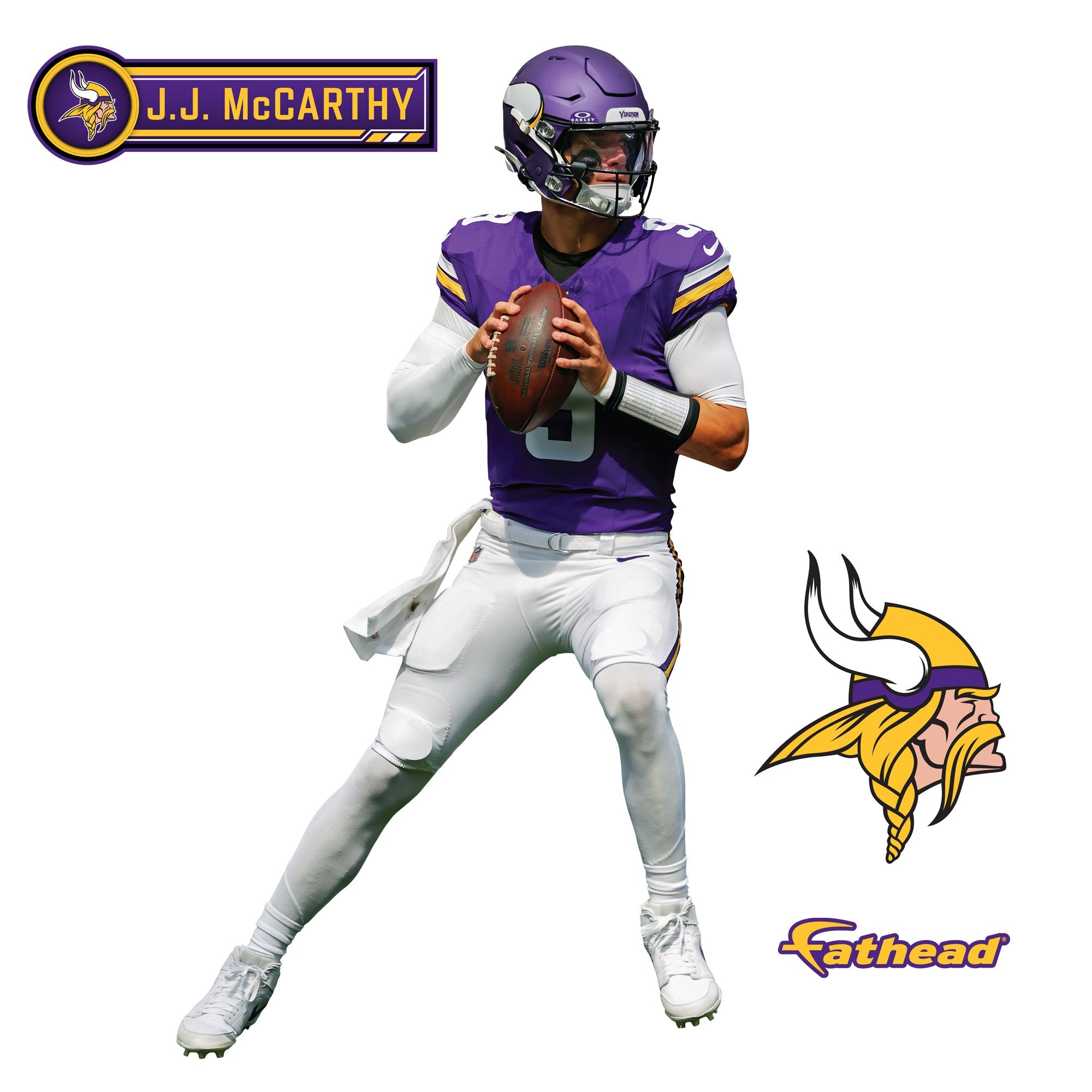 J.J. McCarthy - RealBig Collection - Official NFL - Minnesota Vikings - Reusable Vinyl Wall Decals