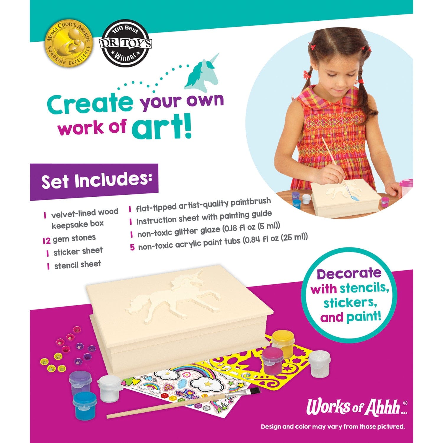 Unicorn Keepsake Box Wood Craft & Paint Kit
