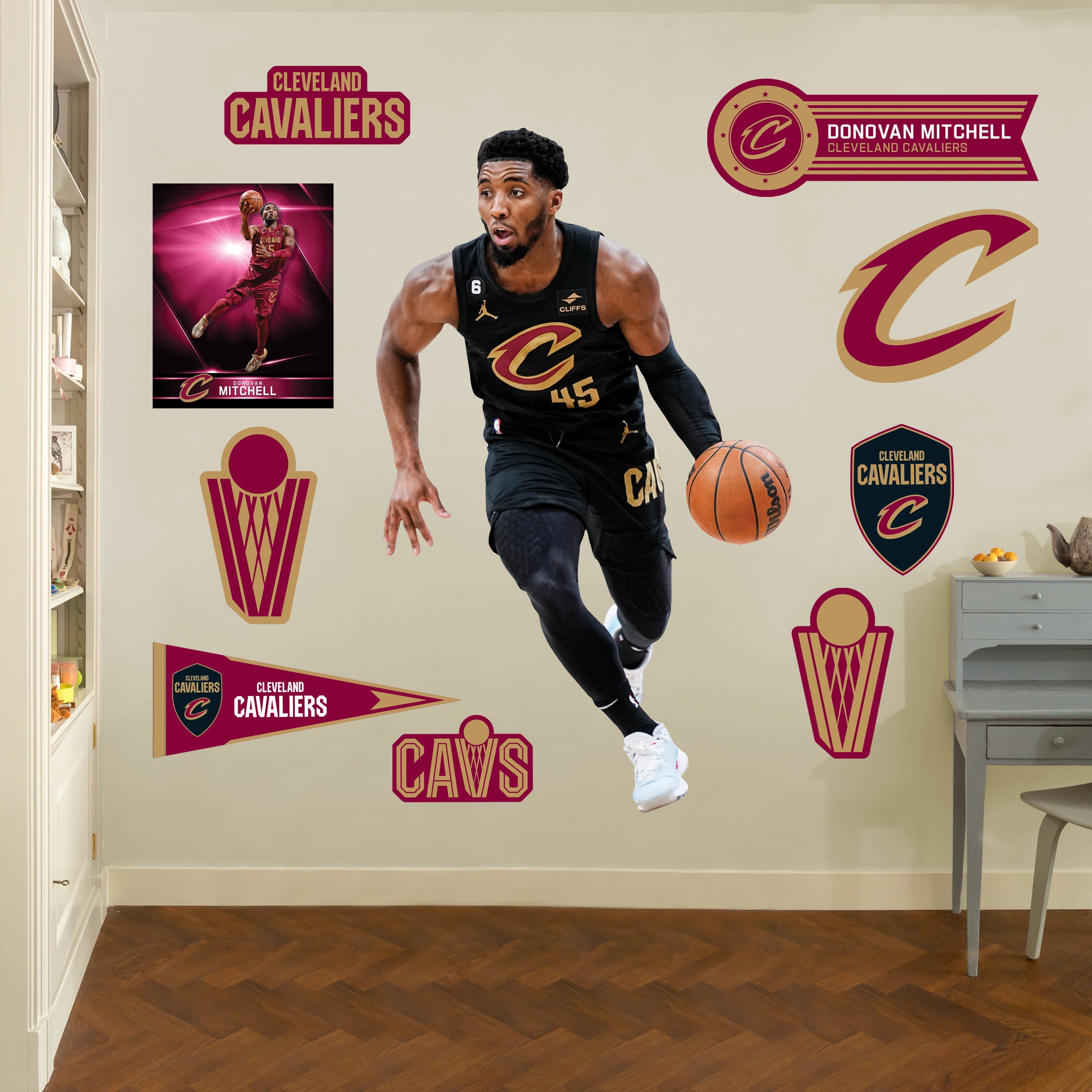 Donovan Mitchell - RealBig Statement Jersey Collection - Official NBA - Cleveland Cavaliers - Reusable Vinyl Wall Decals