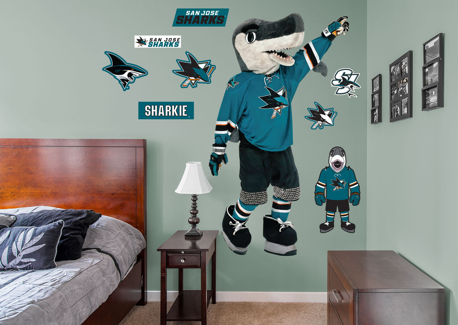 S.J. Sharkie - RealBig Mascot Collection - Official NHL - San Jose Sharks - Reusable Vinyl Wall Decals