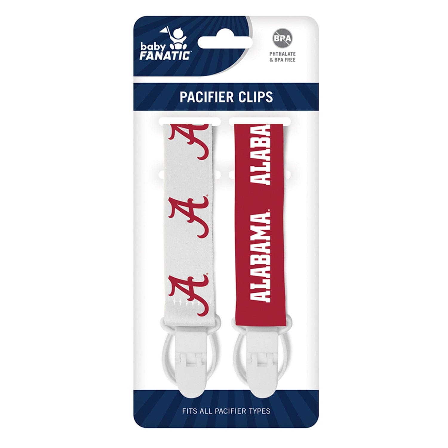 Alabama Crimson Tide - Pacifier Clip 2-Pack