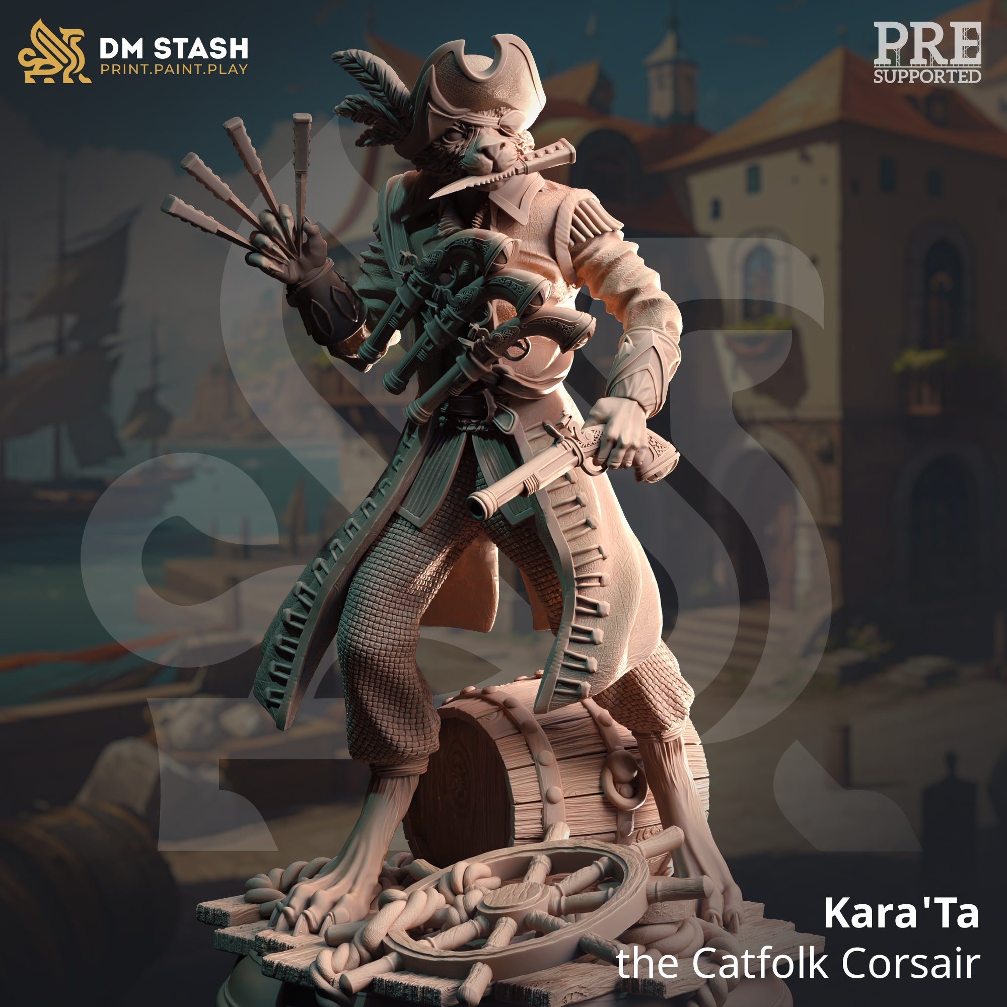 Kara'Ta, The Catfolk Corsair (Male Tabaxi Pirate)
