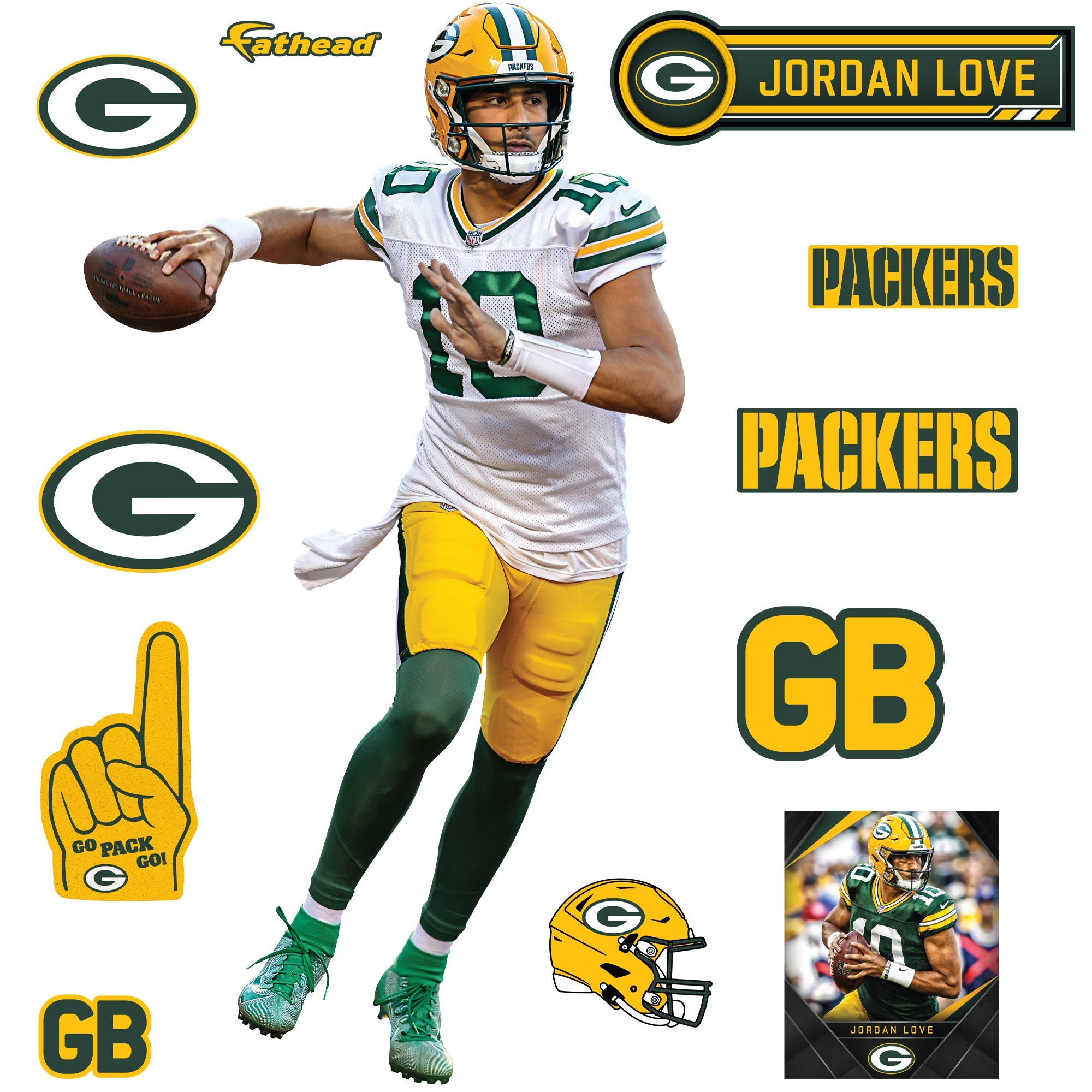 Jordan Love - RealBig Collection - Official NFL - Green Bay Packers - Reusable Vinyl Wall Decals