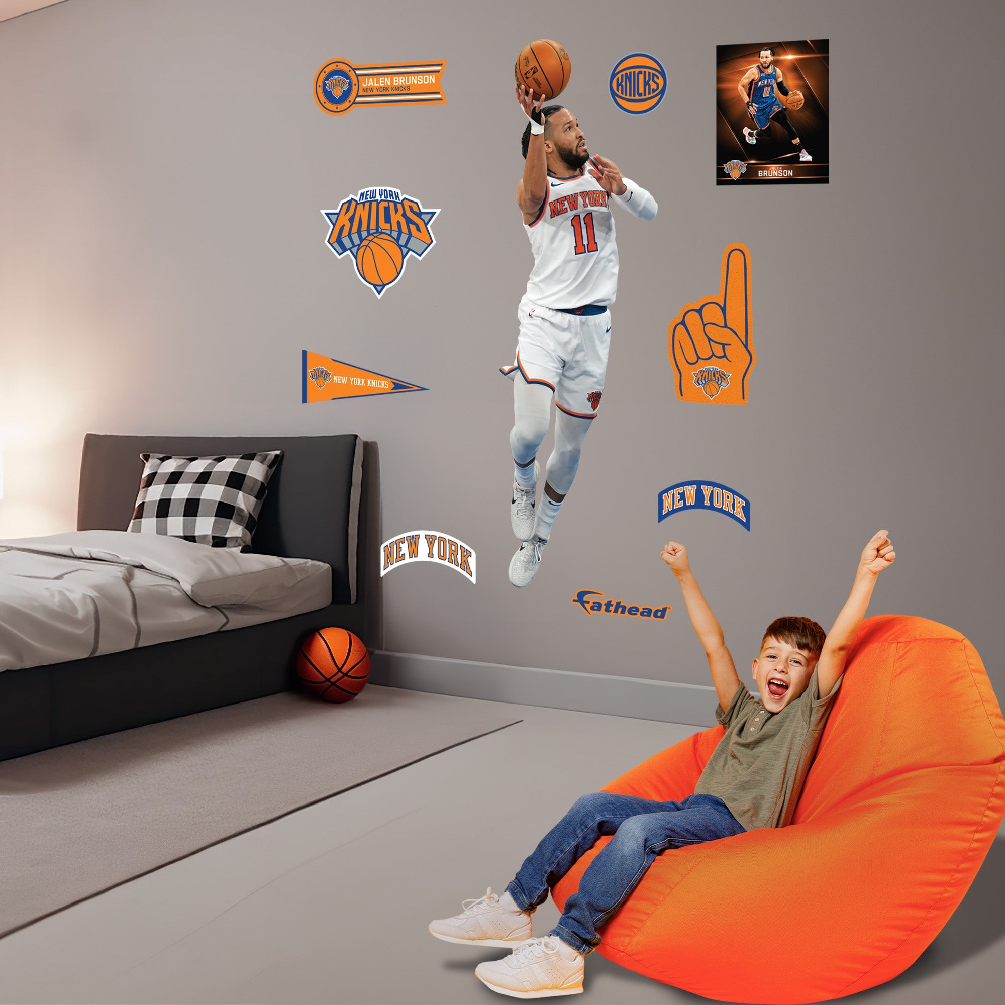Jalen Brunson Floater - RealBig Collection - Official NBA - New York Knicks - Reusable Vinyl Wall Decals