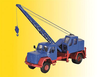 Kibri 11290 HO Scale Magirus Corner Hood Crane Truck w/Fuchs Crane - Kit -- Blue, Red