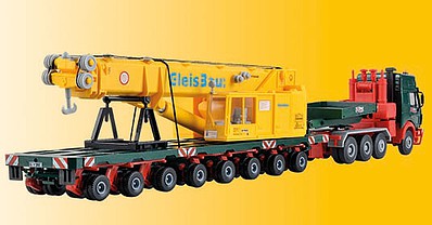Kibri 13600 HO Scale Mercedes-Benz SK w/Scheuerle Platform Crane & Rail Crane Load - Kit -- Green, Red