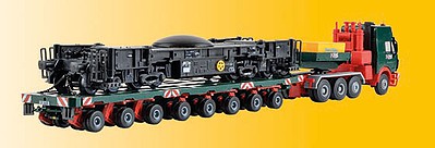 Kibri 13601 HO Scale Mercedes-Benz SK w/Scheuerle Platform Crane & Rail Crane Underframe - Kit -- Green, Red