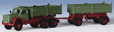 Kibri 14063 HO Scale European Truck Magirus Deutz -- 230 D 26 AK with Trailer