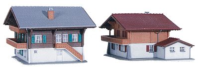 Kibri 37034 N Scale Lenk Chalets pkg(2) -- 3-3/8 x 3 x 2-3/16"/8.5 x 7.5 x 5.5cm & 3-1/2 x 3-3/16 x 2-3/16"/9 x 8 x 5