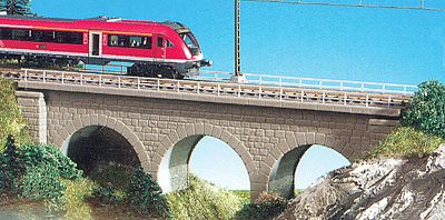 Kibri 37660 N Scale Straight Stone Viaduct -- Gray; 7-1/2 x 1-1/2" 18.7 x 3.8cm