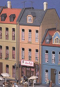 Kibri 38393 HO Scale Stadthaus Cafe in Dusseldorf -- 3 x 3-1/2 x 8"  7.5 x 9 x 20cm