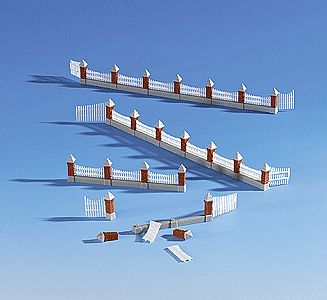 Kibri 38630 HO Scale Fence w/3 Double Gates (30"  77cm) -- Wood Paling