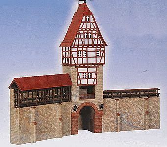Kibri 38914 HO Scale City Wall with Framework Tower in Weil -- 11-7/16 x 3-7/8 x 9-7/8"  29 x 10 x 25cm