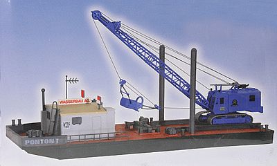 Kibri 39156 HO Scale Working Pontoon w/Excavator -- 29 x 9 x 6cm