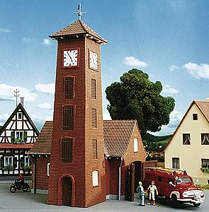 Kibri 39210 HO Scale Firehouse in Bahlburg-Lune -- 4-3/8 x 4-3/8 x 6-11/16"  11 x 11 x 17cm