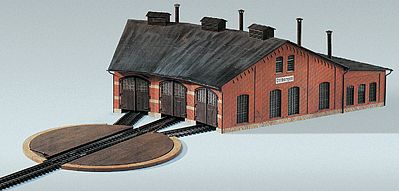 Kibri 39452 HO Scale 3-Stall Roundhouse/Engine Shed -- 9-3/8 x 15-1/4 x 5-1/4"  24 x 39 x 13.5cm; Holds Engines to 8-5/8" 22cm Long