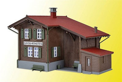 Kibri 39493 HO Scale Davos-Monstein Wooden Depot w/LED Light -- Kit - 5-1/2 x 3-9/16 x 3-15/16"  14 x 9 x 10cm