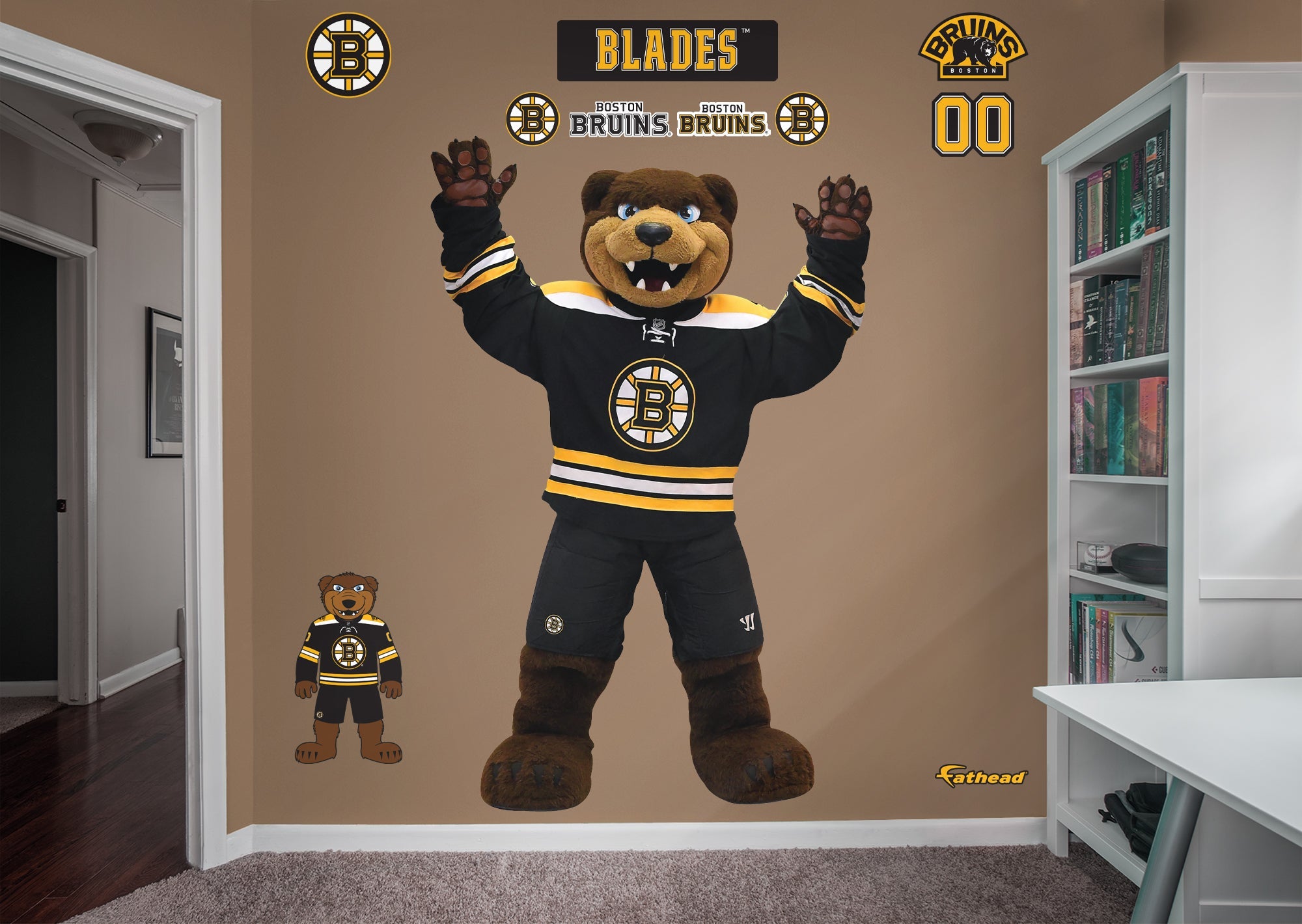 Blades Mascot - RealBig Collection - Official NHL - Boston Bruins - Reusable Vinyl Wall Decals