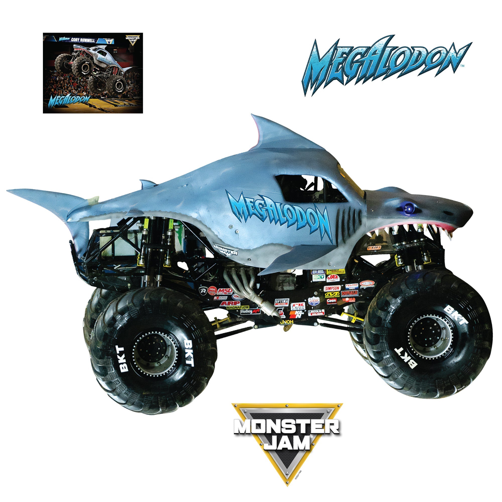Megalodon - Monster Jam - RealBig Collection - Official Monster Jam - Reusable Vinyl Wall Decals