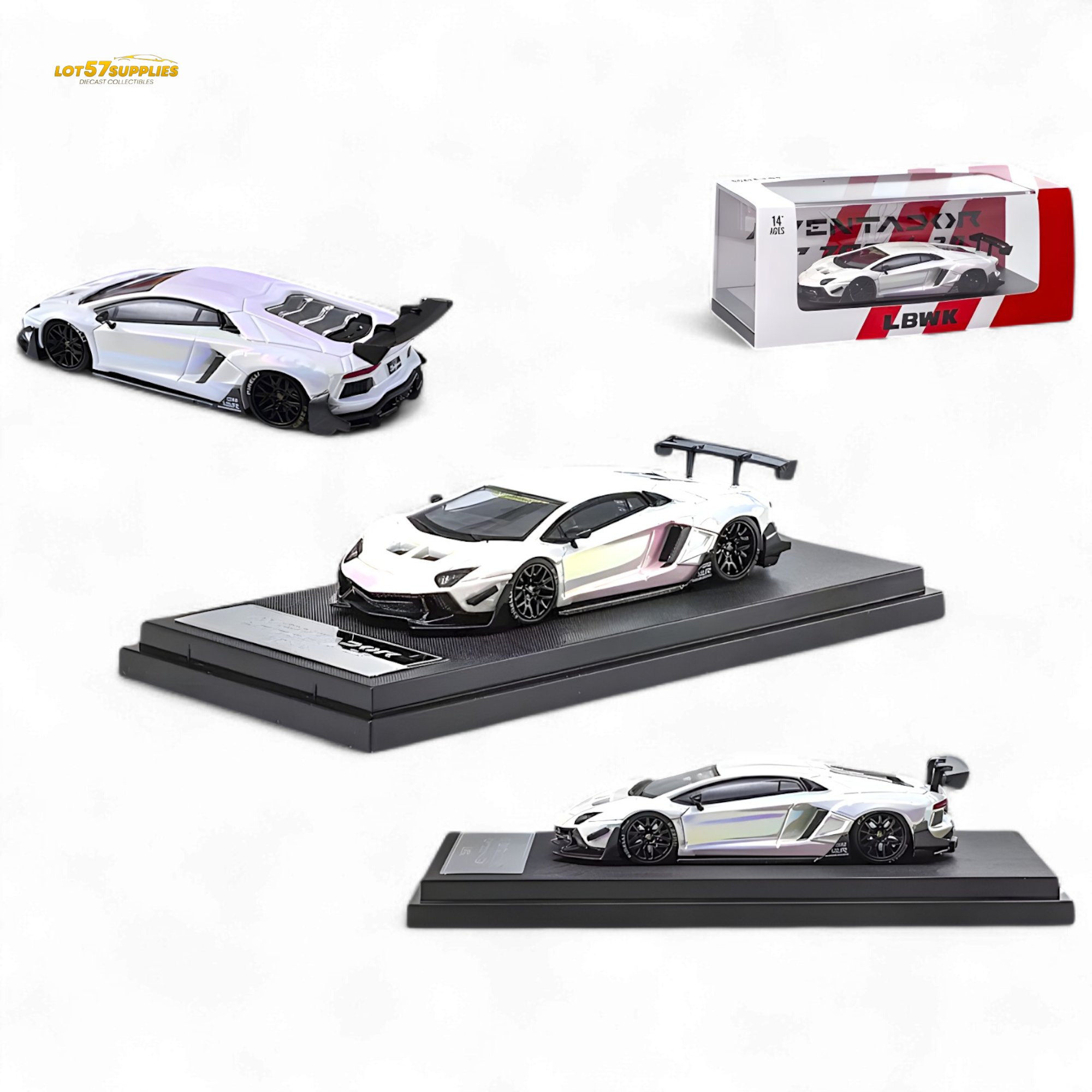 Star Model Aventador LBWK LP700-4 Chrome Rainbow White 1:64