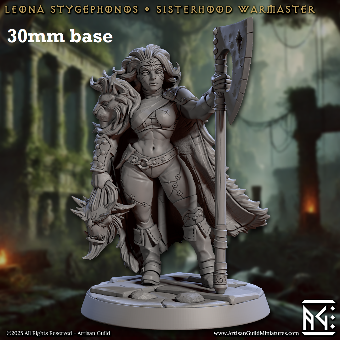 Leona Stygephonos, Sisterhood Warmaster (Female Human Barbarian)
