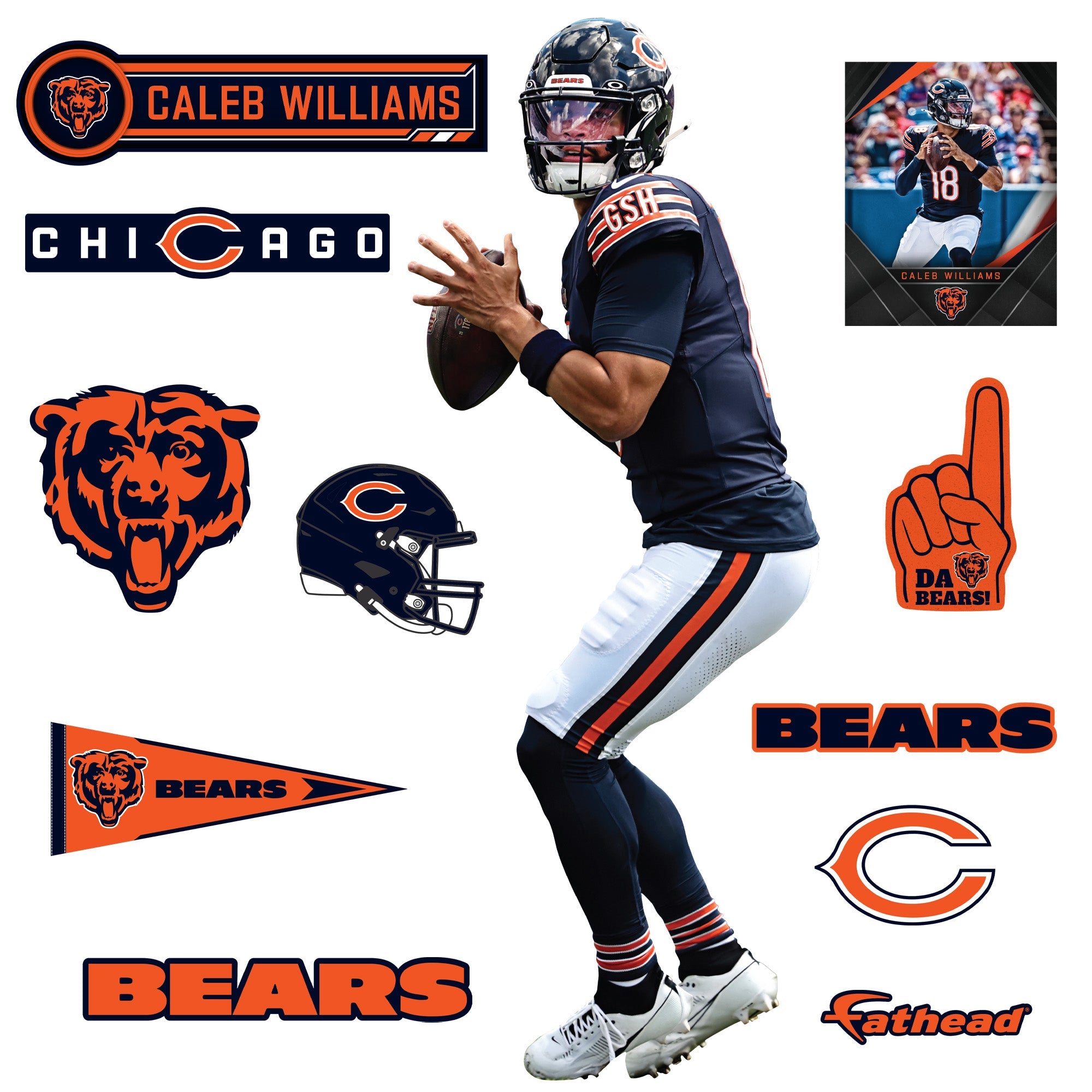 Caleb Williams - RealBig Collection - Official NFL - Chicago Bears - Reusable Vinyl Wall Decals