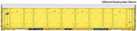 Walthers Proto 101419 HO Scale 89' Thrall Enclosed Tri-Level Auto Carrier - Ready to Run -- Chicago & North Western(TM) ETTX Flat #701623 (yellow, silver)