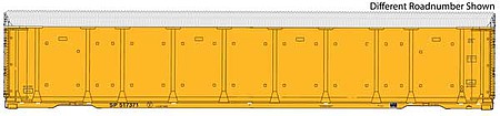 Walthers Proto 101435 HO Scale 89' Thrall Enclosed Tri-Level Auto Carrier - Ready to Run -- Union Pacific(R) Rack, Flat SP(TM) #517503 (yellow, silver, Shield Logo)